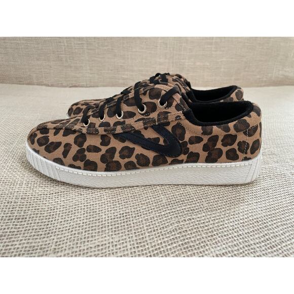 Tretorn Women's Brown Nylite Plus Leopard Canvas Sneaker Shoes Size 5 M - Picture 8 of 9